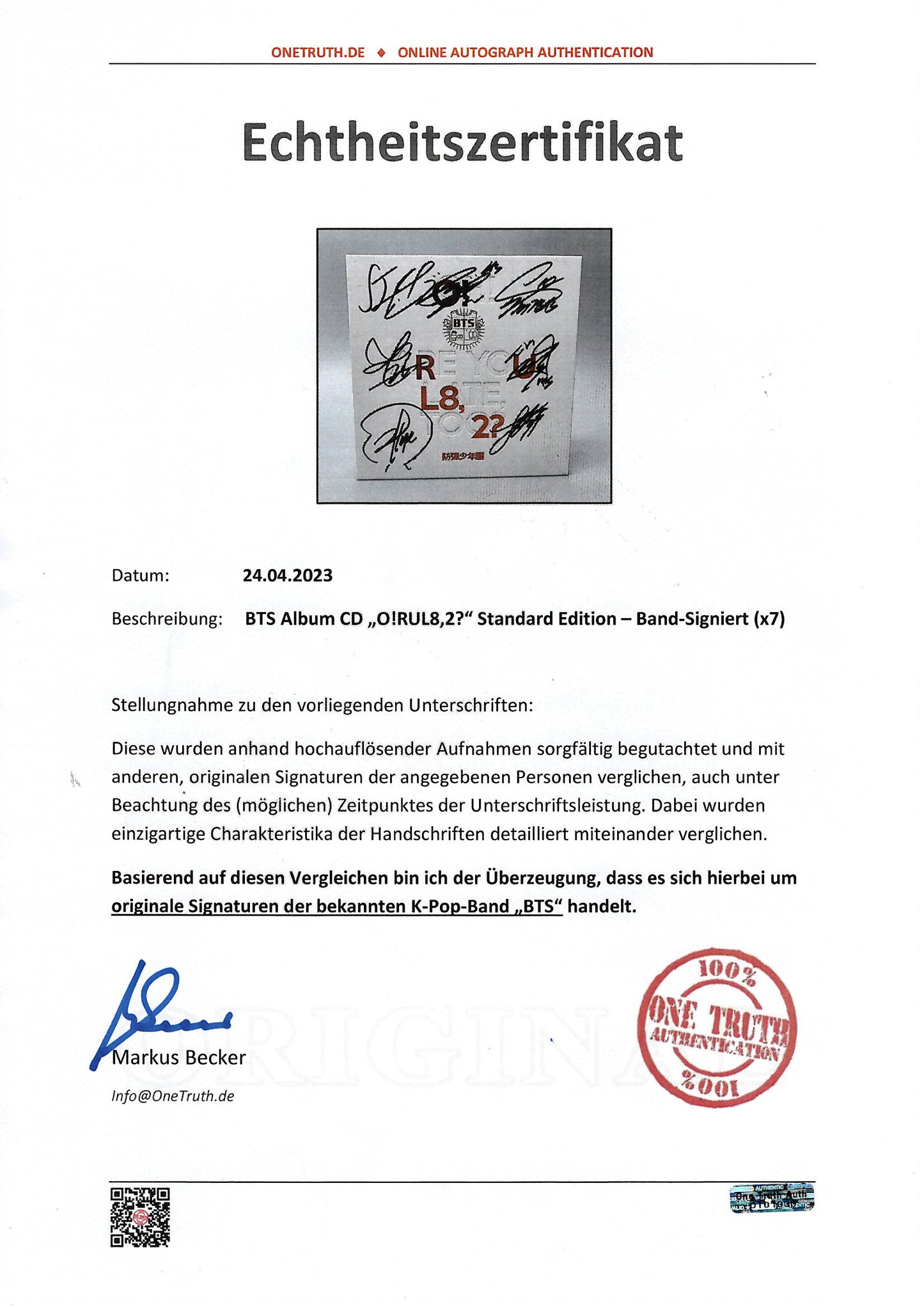 COA - Certificate of Authenticity Hand-Signed Merch