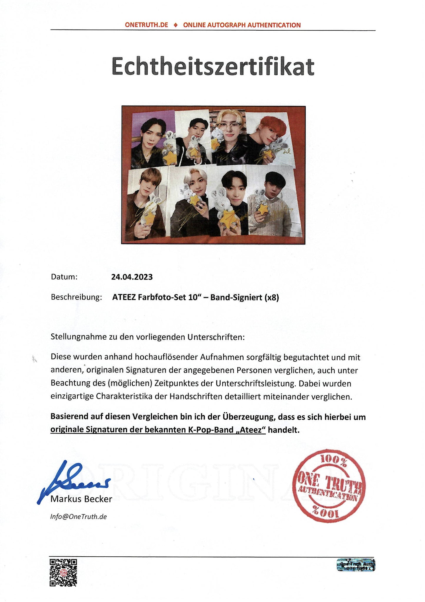 COA - Certificate of Authenticity Hand-Signed Merch