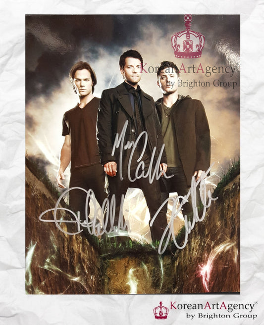 Jensen Ackles Jared Padelecki Misha Collins Super Natural Autograph 10inches