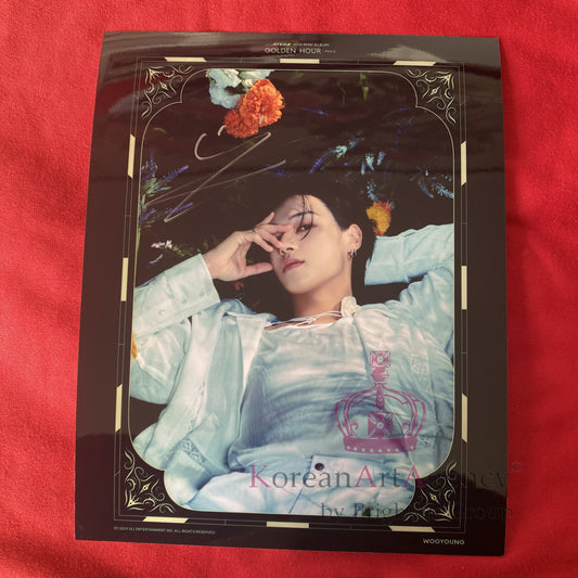 ATEEZ Wooyoung Golden Hour Edition 10inches Autograph