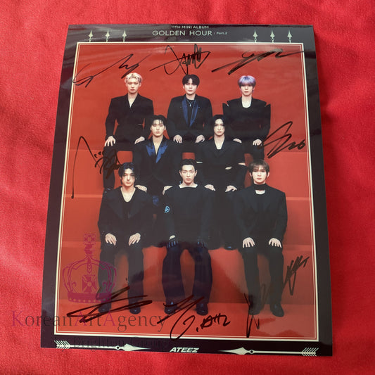 ATEEZ Hongjoong Seonghwa Yunho Yeosang Mingi Wooyoung San Jongho Golden Hour Edition 10inches Autograph