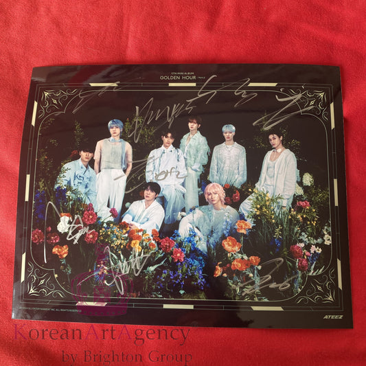 ATEEZ Hongjoong Seonghwa Yunho Yeosang Mingi Wooyoung San Jongho Golden Hour Edition 10inches Autograph