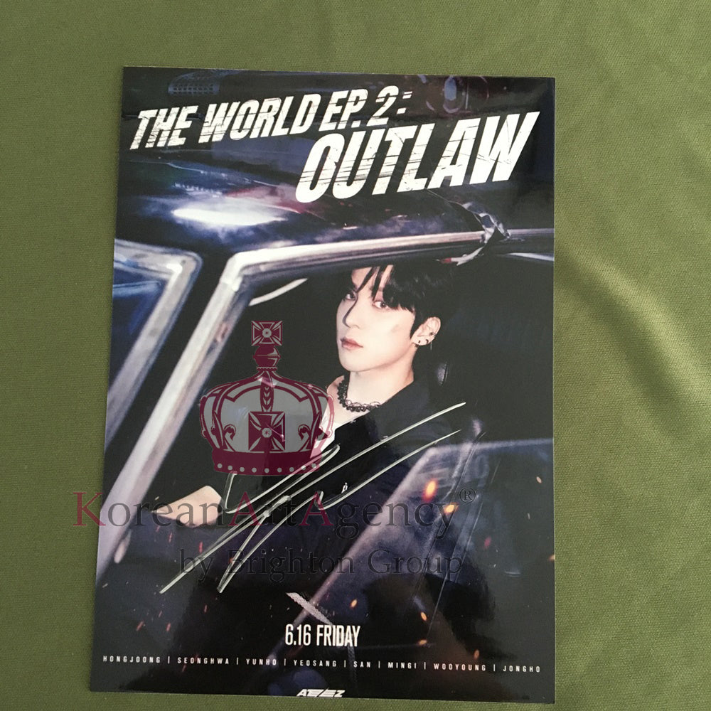 ATEEZ THE WORLD EP.2: OUTLAW Jacket Shooting SET Hong Joong Seunghwa Yunho Yeosang San Mingi Woo Young Jong Ho 7inches Autograph