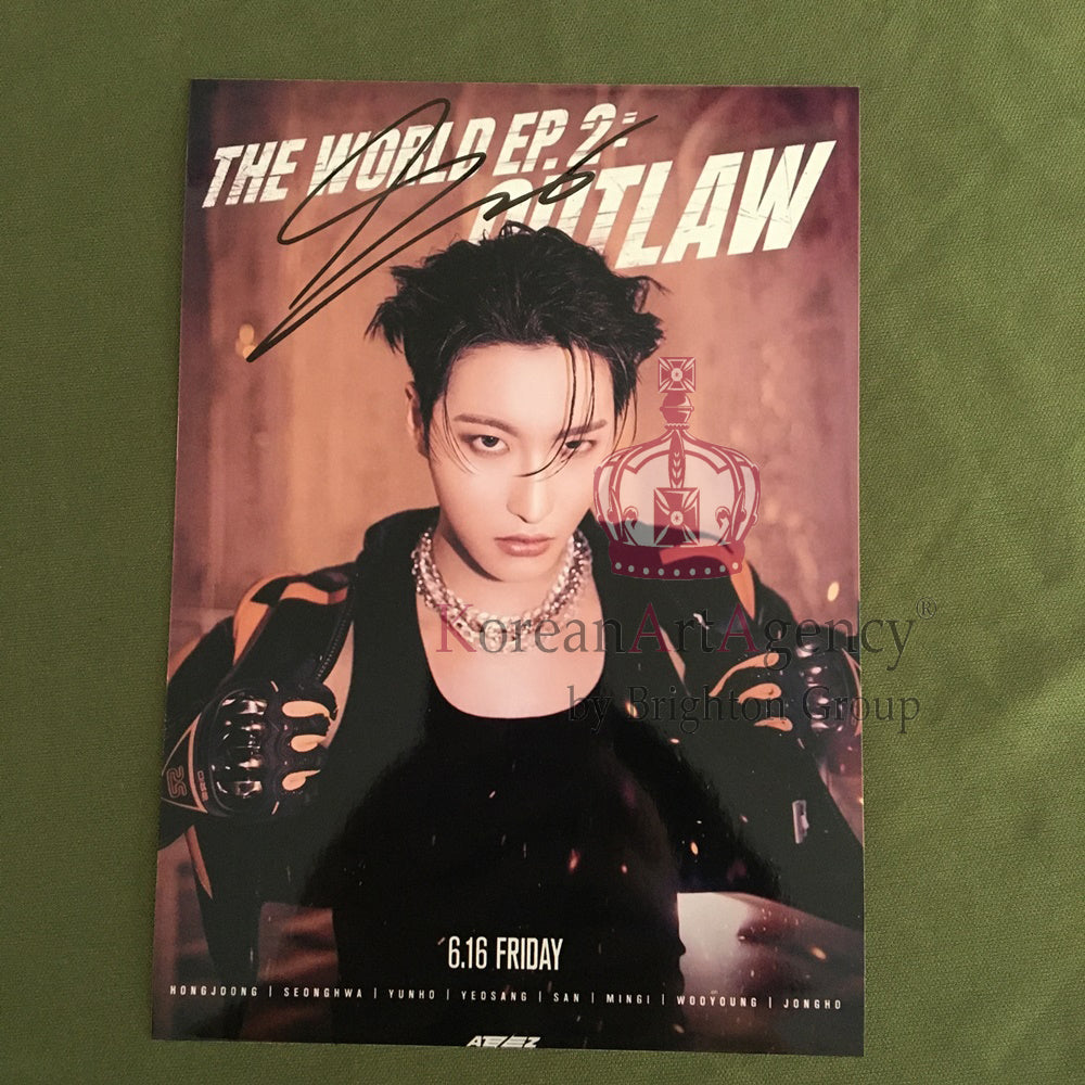 ATEEZ THE WORLD EP.2: OUTLAW Jacket Shooting SET Hong Joong Seunghwa Yunho Yeosang San Mingi Woo Young Jong Ho 7inches Autograph