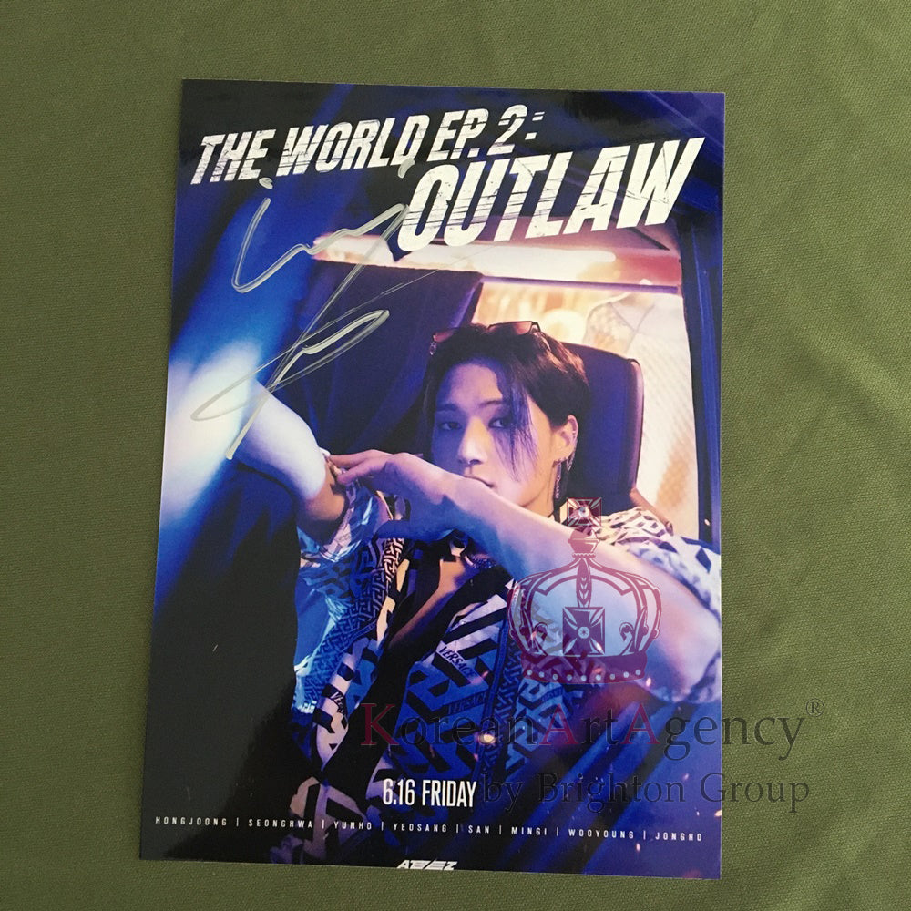 ATEEZ THE WORLD EP.2: OUTLAW Jacket Shooting SET Hong Joong Seunghwa Yunho Yeosang San Mingi Woo Young Jong Ho 7inches Autograph