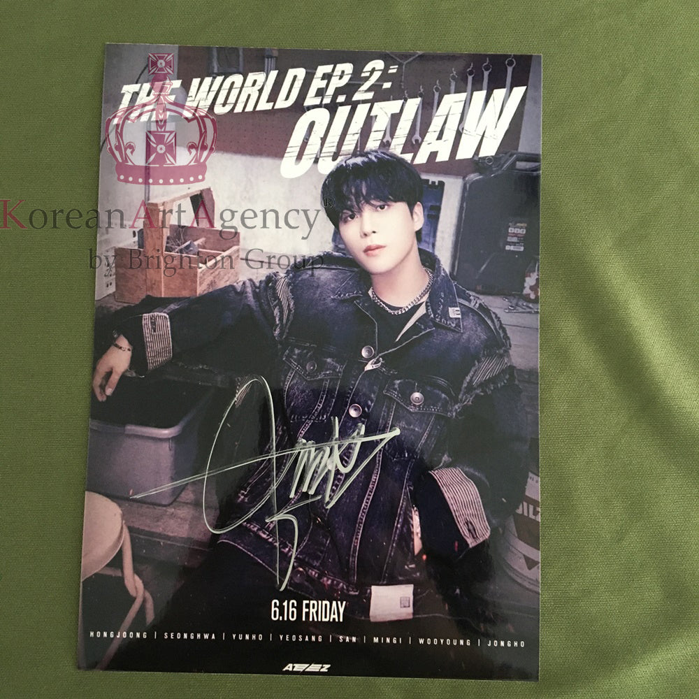 ATEEZ THE WORLD EP.2: OUTLAW Jacket Shooting SET Hong Joong Seunghwa Yunho Yeosang San Mingi Woo Young Jong Ho 7inches Autograph