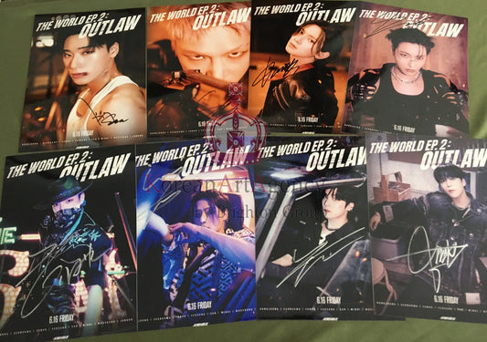 ATEEZ THE WORLD EP.2: OUTLAW Jacket Shooting SET Hong Joong Seunghwa Yunho Yeosang San Mingi Woo Young Jong Ho 7inches Autograph