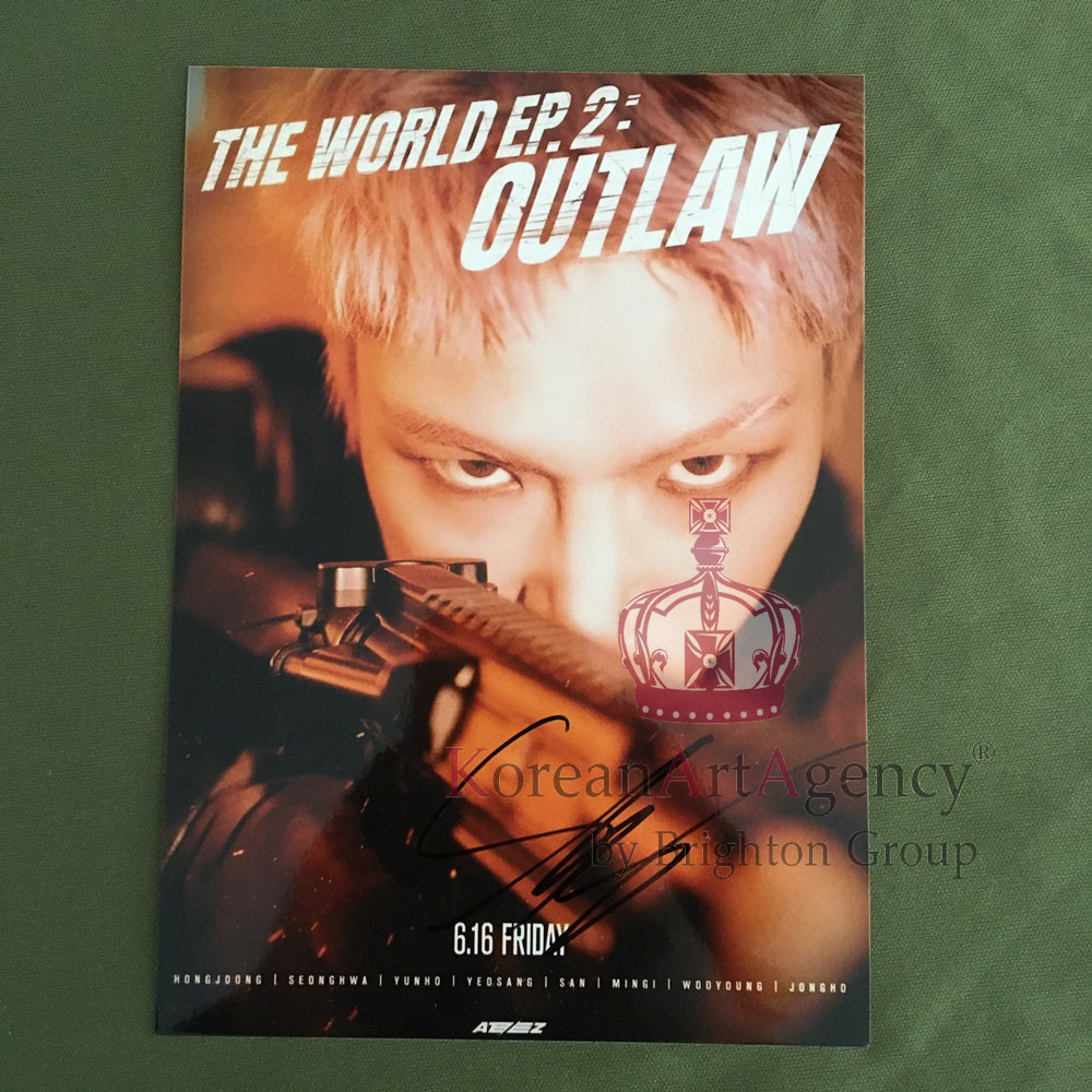 ATEEZ THE WORLD EP.2: OUTLAW Jacket Shooting SET Hong Joong Seunghwa Yunho Yeosang San Mingi Woo Young Jong Ho 7inches Autograph