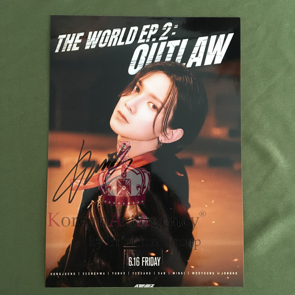 ATEEZ THE WORLD EP.2: OUTLAW Jacket Shooting SET Hong Joong Seunghwa Yunho Yeosang San Mingi Woo Young Jong Ho 7inches Autograph