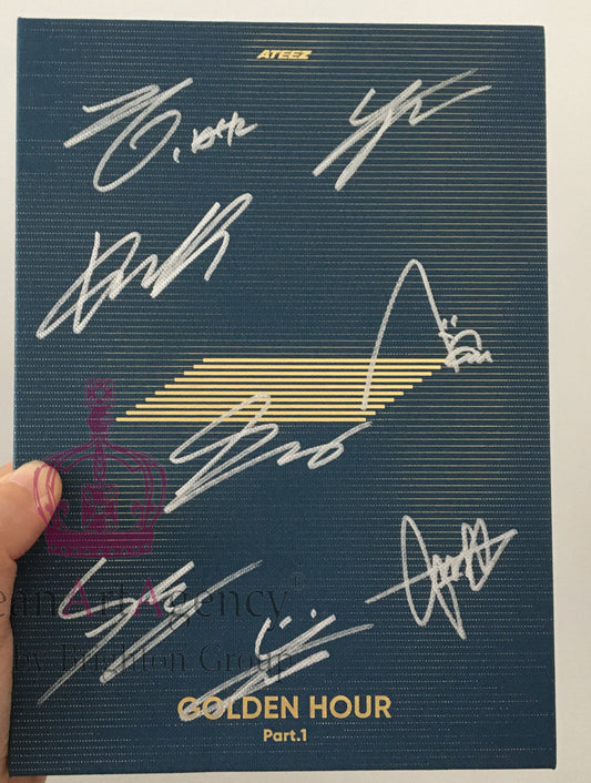 ATEEZ - [GOLDEN HOUR : Part.1] 10th Mini Album BLACK HOUR Version Autographed  Hong Joong Seunghwa Yunho Yeosang San Mingi Woo Young Jong Ho (Copy)