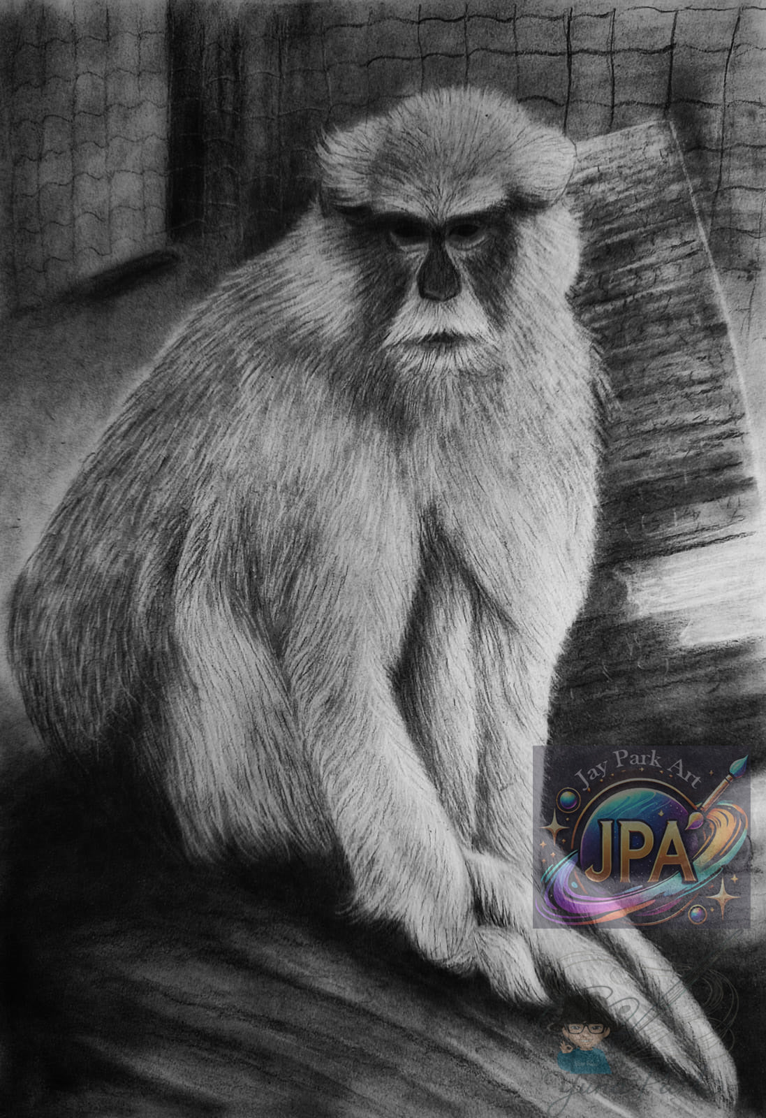 Uncle Horst Mandrill Monkey Artwork (20x29 cm)