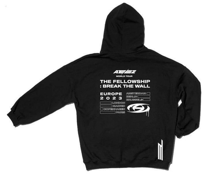 ATEEZ World Tour The Fellowship: Break The Wall Europe Exclusive Hoodie Size: L with Limited 10-inch Ateez Autograph of your choice