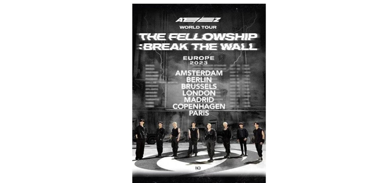 ATEEZ World Tour The Fellowship: Break The Wall Europe Exclusive Hoodie Size: L with Limited 10-inch Ateez Autograph of your choice