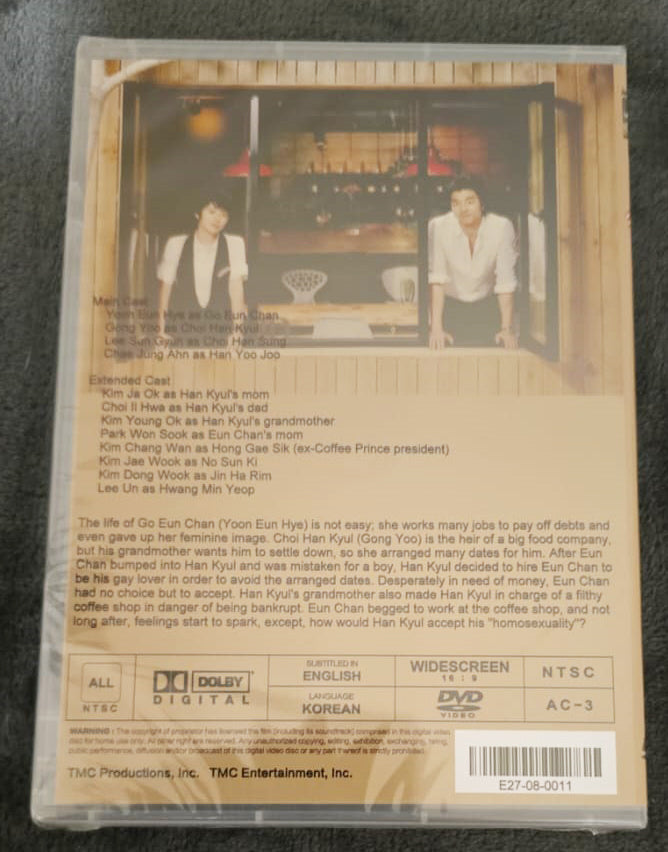 Coffee Prince Korean Drama DVD English Subtitled Gong Yoo Yoon Eun-Hye Lee Sun-Kyun