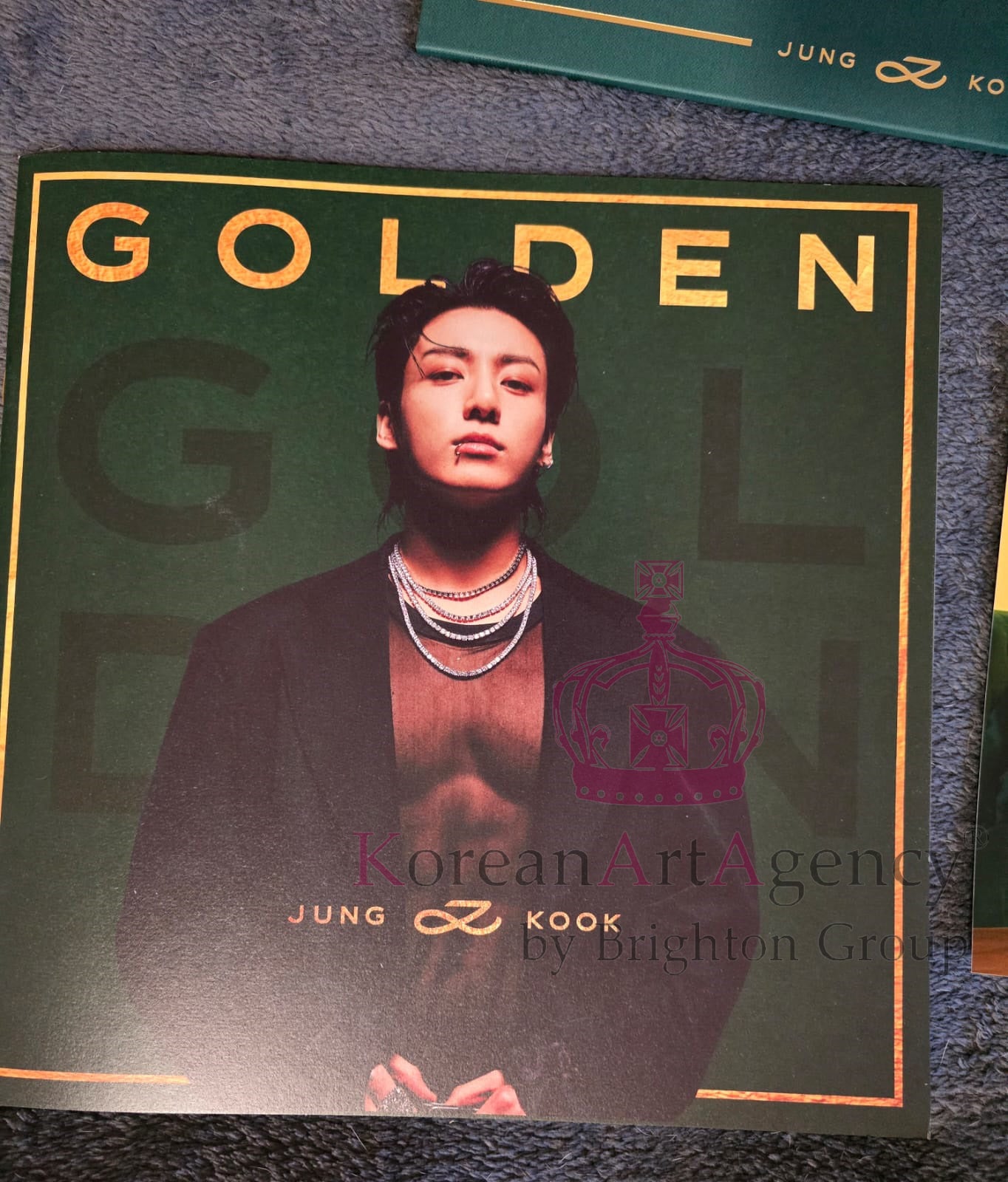 BTS Jungkook Golden Hand-Signed Autographed Album on Golden Record with Bonus Hand-signed Autograph photograph of Jungkook Rare and Limited