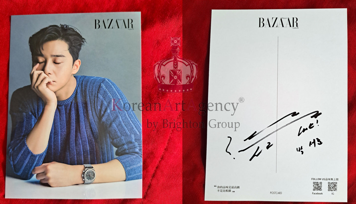 Park Seo Joon Harper's BAZAAR Taiwan  MAY 2022 3pcs SET Postcard Autograph