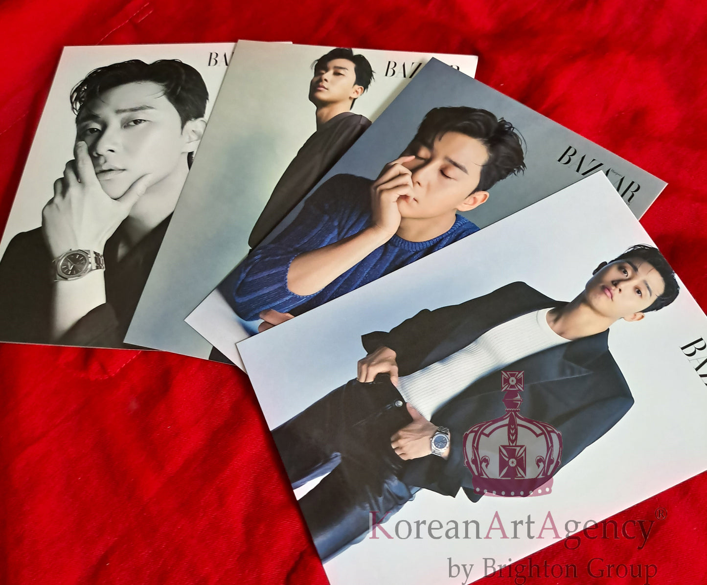 Park Seo Joon Harper's BAZAAR Taiwan  MAY 2022 3pcs SET Postcard Autograph