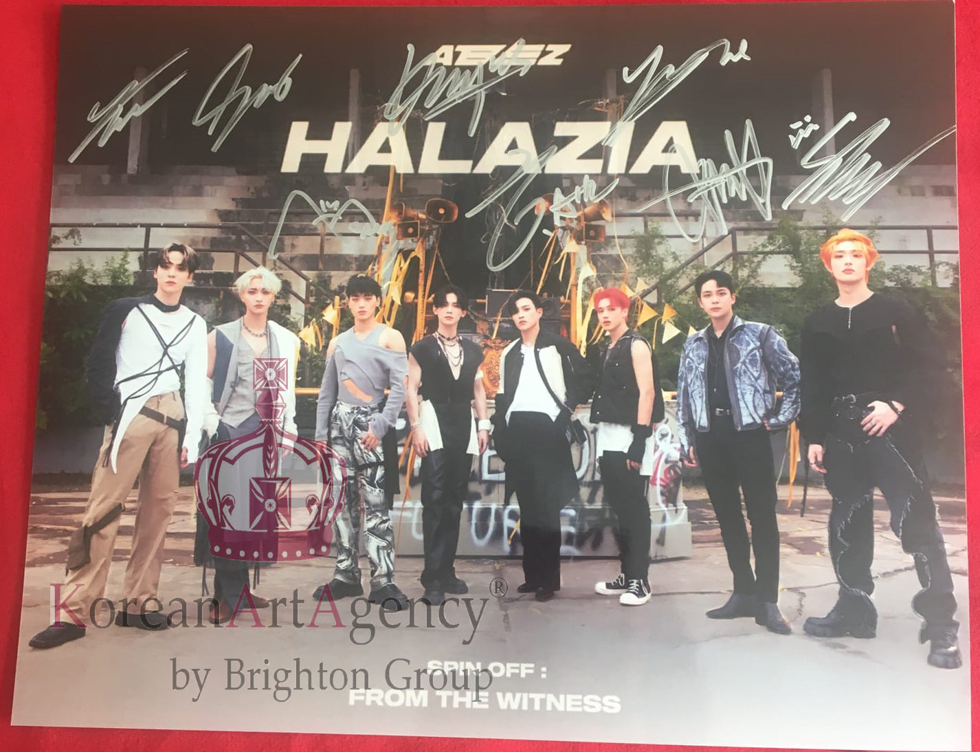 Ateez 30x26cm autograph with Hong Joong, Seunghwa, Yunho, and others