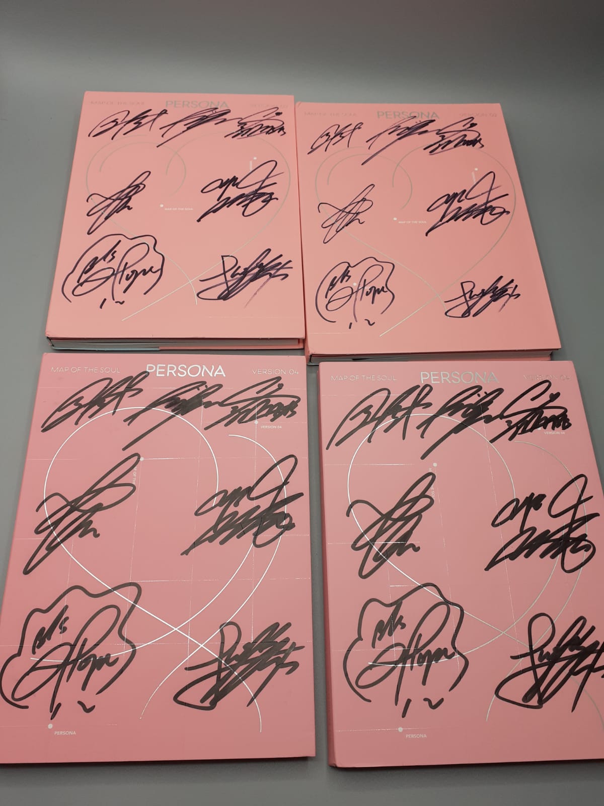 BTS MAP OF THE SOUL: PERSONA 4 Versions SET Autographed Jimin V Jungkook JHope Suga RM Jin